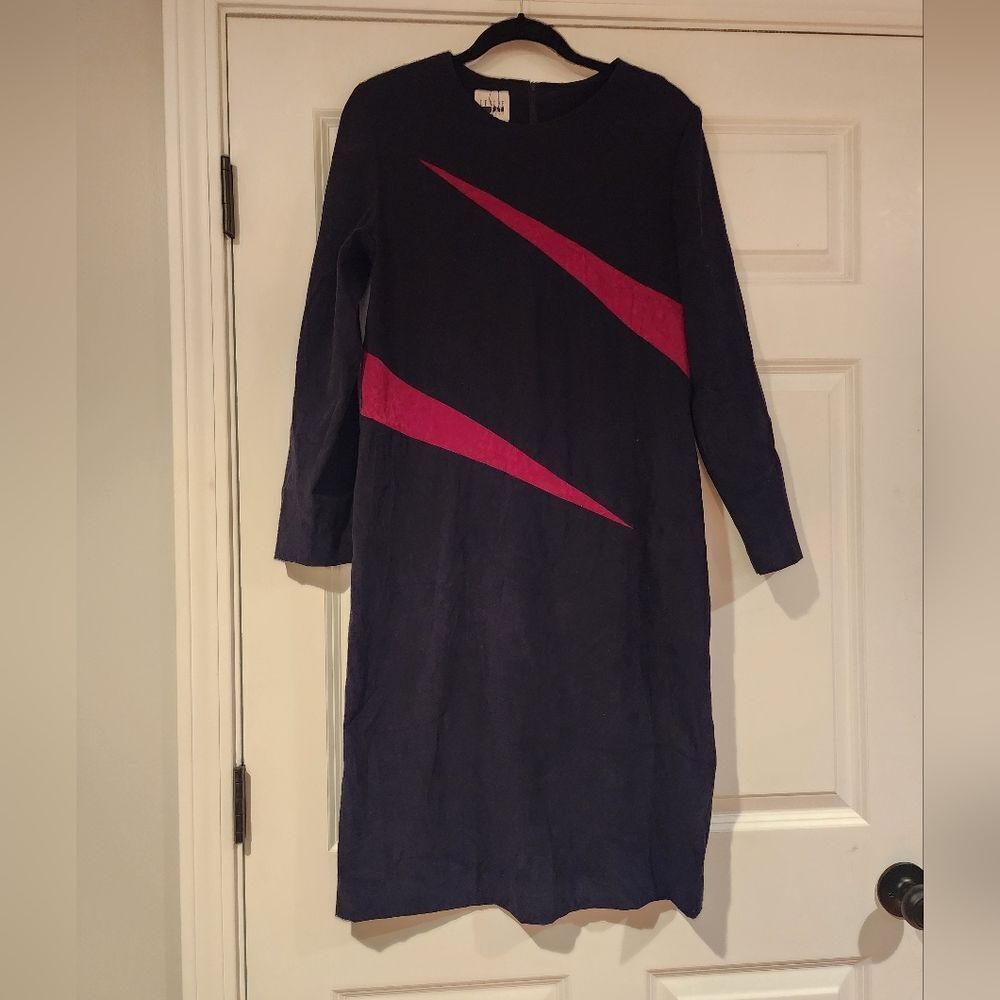 Leslie Fay vintage black and red long sleeve midi dress Size 8